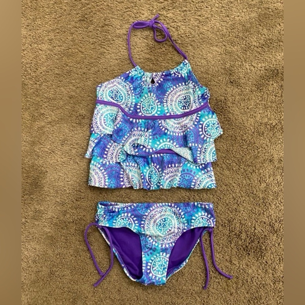 Girls Justice Purple/Blue/White Swimsuit size 12